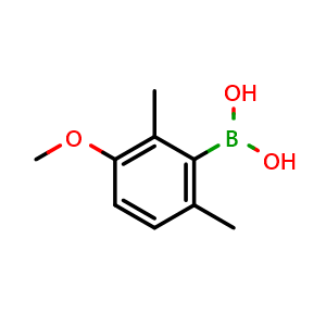 Chemical structure of (3-Methoxy-2,6-dimethyl-phenyl)boronic acid , CAS 693285-60-8, AChemBlock Y237619
