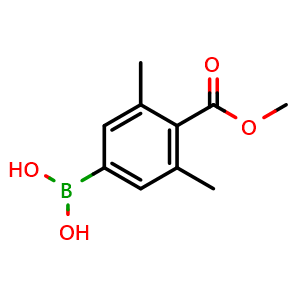 Chemical structure of (4-Methoxycarbonyl-3,5-dimethyl-phenyl)boronic acid , CAS 876189-19-4, AChemBlock Y237633