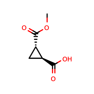 Chemical structure of (1S,2S)-2-Methoxycarbonylcyclopropanecarboxylic acid , CAS 88335-96-0, AChemBlock Y237635