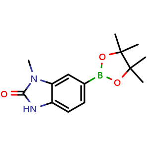 Chemical structure of 1-Methyl-6-(4,4,5,5-tetramethyl-1,3,2-dioxaborolan-2-yl)-2,3-dihydro-1H-1,3-benzodiazol-2-one , CAS 944805-83-8, AChemBlock Y237647