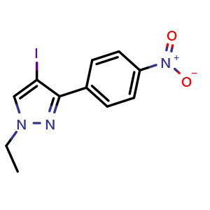 Chemical structure of 1-Ethyl-4-iodo-3-(4-nitrophenyl)pyrazole , AChemBlock Y237656