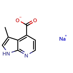 Chemical structure of 3-Methyl-1H-pyrrolo[2,3-b]pyridine-4-carboxylic acid;sodium salt , CAS 3008229-74-8, AChemBlock Y237659
