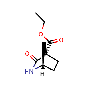 Chemical structure of Ethyl (1S,4S)-3-oxo-2-azabicyclo[2.2.1]heptane-4-carboxylate , CAS 3037649-95-6, AChemBlock Y237668