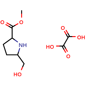 Chemical structure of Methyl 5-(hydroxymethyl)pyrrolidine-2-carboxylate;oxalic acid , AChemBlock Y237671