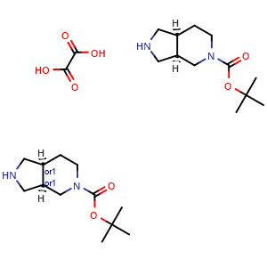 Chemical structure of tert-Butyl cis-1,2,3,3a,4,6,7,7a-octahydropyrrolo[3,4-c]pyridine-5-carboxylate;hemi(oxalic acid) , AChemBlock Y237682