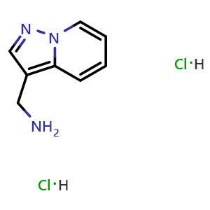 Chemical structure of Pyrazolo[1,5-a]pyridine-3-methanamine dihydrochloride , CAS 1187932-00-8, AChemBlock Y237694