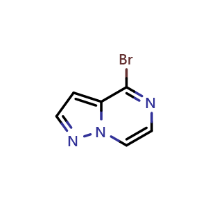 Chemical structure of 4-Bromopyrazolo[1,5-a]pyrazine , CAS 1246552-49-7, AChemBlock Y237697