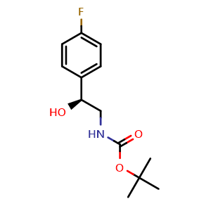 Chemical structure of (S)-tert-Butyl 2-(4-fluorophenyl)-2-hydroxyethylcarbamate , CAS 1311320-16-7, AChemBlock Y237703