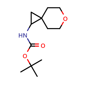 Chemical structure of tert-Butyl N-6-oxaspiro[2.5]octan-1-ylcarbamate , CAS 1439896-66-8, AChemBlock Y237709