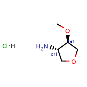 Chemical structure of trans-4-Methoxytetrahydrofuran-3-amine hydrochloride , CAS 1609395-41-6, AChemBlock Y237717