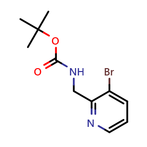 Chemical structure of tert-Butyl ((3-bromopyridin-2-yl)methyl)carbamate , CAS 1781070-64-1, AChemBlock Y237720