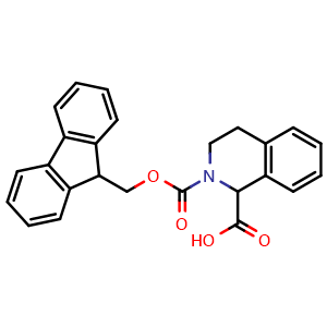 Chemical structure of 2-{[(9H-Fluoren-9-yl)methoxy]carbonyl}-1,2,3,4-tetrahydroisoquinoline-1-carboxylic acid , CAS 182161-83-7, AChemBlock Y237722