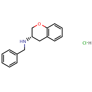 Chemical structure of (S)-N-benzyl-3,4-dihydro-2H-chromen-3-amine hydrochloride , CAS 211506-38-6, AChemBlock Y237727