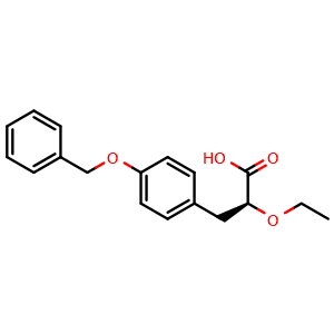 Chemical structure of (S)-3-(4-(benzyloxy)phenyl)-2-ethoxypropanoic acid , CAS 251454-49-6, AChemBlock Y237735