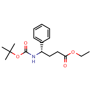 Chemical structure of (S)-Ethyl 4-((tert-Butoxycarbonyl)amino)-4-phenylbutanoate , CAS 296778-55-7, AChemBlock Y237743