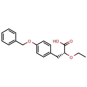 Chemical structure of (R)-3-(4-(benzyloxy)phenyl)-2-ethoxypropanoic acid , CAS 3037659-38-1, AChemBlock Y237768