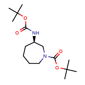 Chemical structure of (R)-tert-Butyl 3-((tert-butoxycarbonyl)amino)azepane-1-carboxylate , CAS 3037660-03-7, AChemBlock Y237774