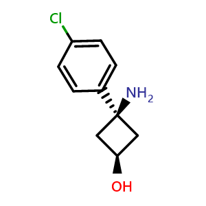 Chemical structure of Cis-3-amino-3-(4-chlorophenyl)cyclobutanol , CAS 2059911-58-7, AChemBlock Y237782