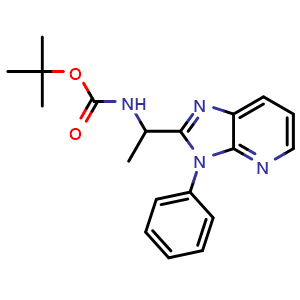 Chemical structure of tert-Butyl 1-(3-phenyl-3H-imidazo[4,5-b]pyridin-2-yl)ethylcarbamate , CAS 3037693-24-3, AChemBlock Y237792