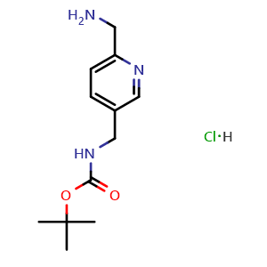 Chemical structure of tert-Butyl N-{[6-(aminomethyl)pyridin-3-yl]methyl}carbamate hydrochloride , CAS 3037693-18-5, AChemBlock Y237794