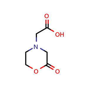 Chemical structure of 2-(2-Oxomorpholino)acetic acid , CAS 302900-65-8, AChemBlock Y237809