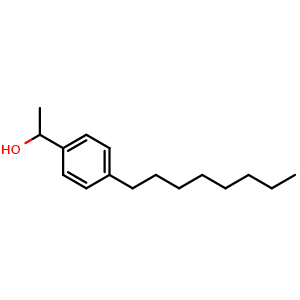 Chemical structure of 4-(1-Hydroxyethyl)-1-octylbenzene , CAS 125574-44-9, AChemBlock Y237835