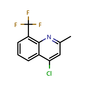 Chemical structure of 4-Chloro-2-methyl-8-(trifluoromethyl)quinoline , CAS 140908-89-0, AChemBlock Y237838