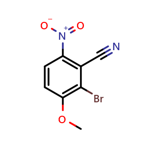 Chemical structure of 2-Bromo-3-methoxy-6-nitrobenzonitrile , CAS 1820706-38-4, AChemBlock Y237842