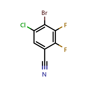 Chemical structure of 4-Bromo-5-chloro-2,3-difluorobenzonitrile , CAS 2748184-94-1, AChemBlock Y237846