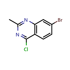 Chemical structure of 7-Bromo-4-chloro-2-methyl-quinazoline , CAS 403850-84-0, AChemBlock Z237931