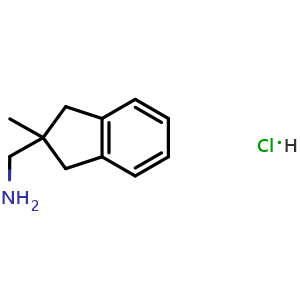 Chemical structure of (2-methyl-2,3-dihydro-1H-inden-2-yl)methanamine hydrochloride , CAS 129766-97-8, AChemBlock Z237935