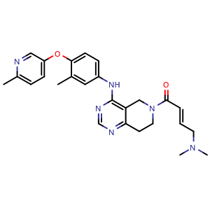 Chemical structure of (E)-4-(dimethylamino)-1-(4-((3-methyl-4-((6-methylpyridin-3-yl)oxy)phenyl)amino)-7,8-dihydropyrido[4,3-d]pyrimidin-6(5H)-yl)but-2-en-1-one , AChemBlock Z238005