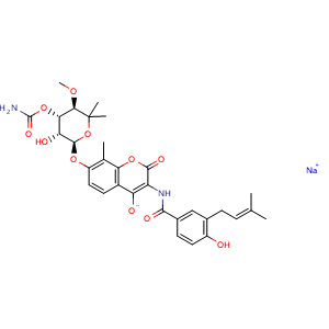 Chemical structure of Novobiocin Sodium , CAS 1476-53-5, AChemBlock Z238104