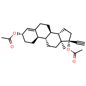 Chemical structure of Ethynodiol diacetate , CAS 297-76-7, AChemBlock Z238110