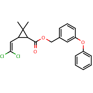 Chemical structure of Permethrin , CAS 52645-53-1, AChemBlock Z238231