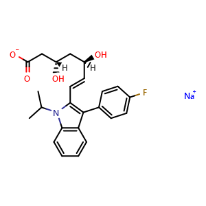 Chemical structure of Fluvastatin sodium , CAS 93957-55-2, AChemBlock Z238276
