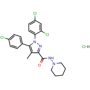 Chemical structure of Rimonabant hydrochloride , CAS 158681-13-1, AChemBlock Z238289