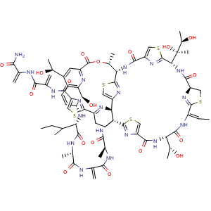 Chemical structure of Thiostrepton , CAS 1393-48-2, AChemBlock Z238342