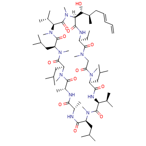 Chemical structure of Voclosporin , CAS 515814-01-4, AChemBlock Z238360