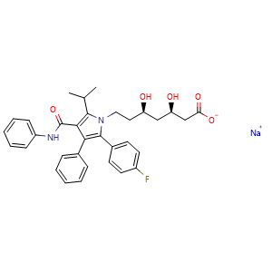 Chemical structure of Atorvastatin Sodium , CAS 134523-01-6, AChemBlock Z238430