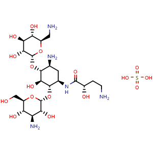 Chemical structure of Amikacin sulfate , CAS 149022-22-0, AChemBlock Z238541