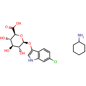 Chemical structure of 6-Chloro-3-indolyl beta-D-glucuronide cyclohexylammonium salt , CAS 138182-20-4, AChemBlock Z238585
