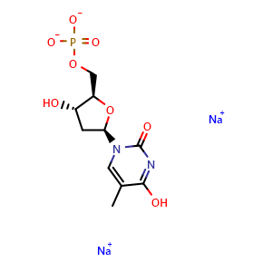 Chemical structure of Thymidine-5'-monophosphate disodium salt , CAS 33430-62-5, AChemBlock Z238652