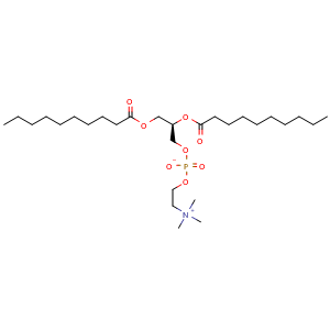 Chemical structure of 1,2-Didecanoyl-sn-glycero-3-phosphocholi , CAS 3436-44-0, AChemBlock Z238656