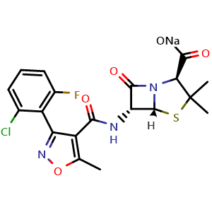 Chemical structure of Flucloxacillin sodium , CAS 1847-24-1, AChemBlock Z238670