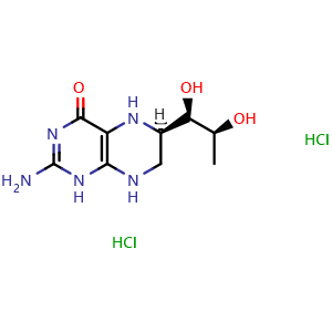 Chemical structure of Sapropterin dihydrochloride , CAS 69056-38-8, AChemBlock Z238812