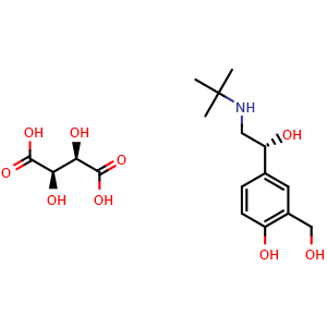Chemical structure of Levalbuterol tartrate , CAS 661464-94-4, AChemBlock Z238816