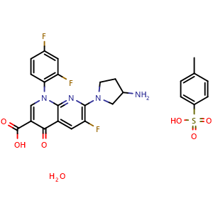 Chemical structure of Tosufloxacin tosylate hydrate , CAS 1400591-39-0, AChemBlock Z238861