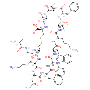 Chemical structure of Cyclic somatostatin , CAS 38916-34-6, AChemBlock Z238959
