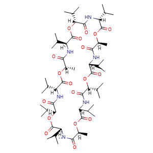 Chemical structure of Valinomycin , CAS 2001-95-8, AChemBlock Z238960